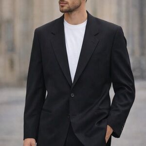 Vtg 80s 90s Giorgio Armani Le Collezioni Wool Blazer Black Italian Heritage 42L